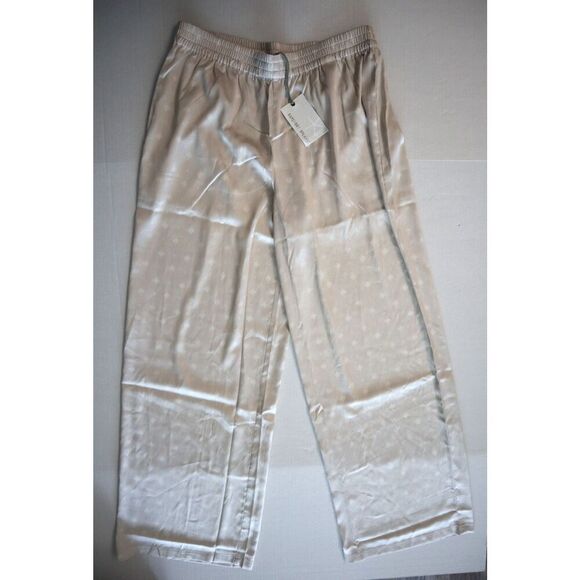 Barefoot Dreams Women Sz M Stone Scattered Paisleys Washed Satin Wide Leg Pants - Picture 1 of 10